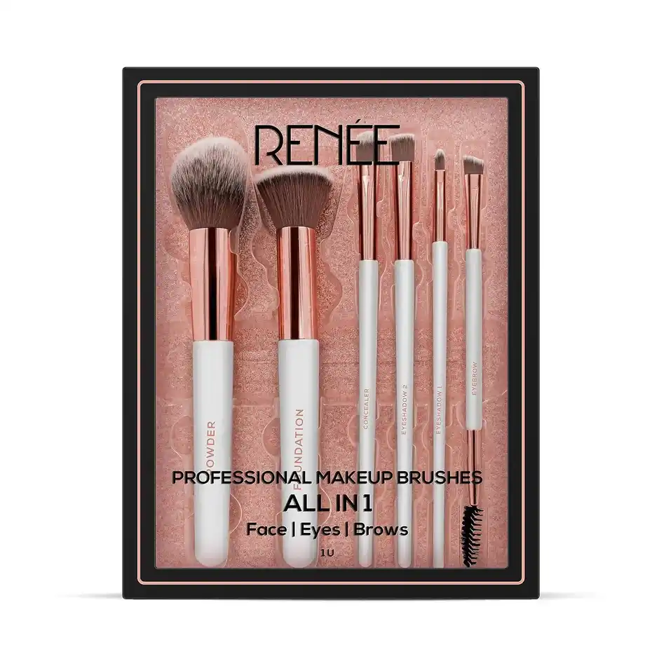 Renee All In 1 Professional Makeup Brushes Set Of 6 | For Smooth & Even Application