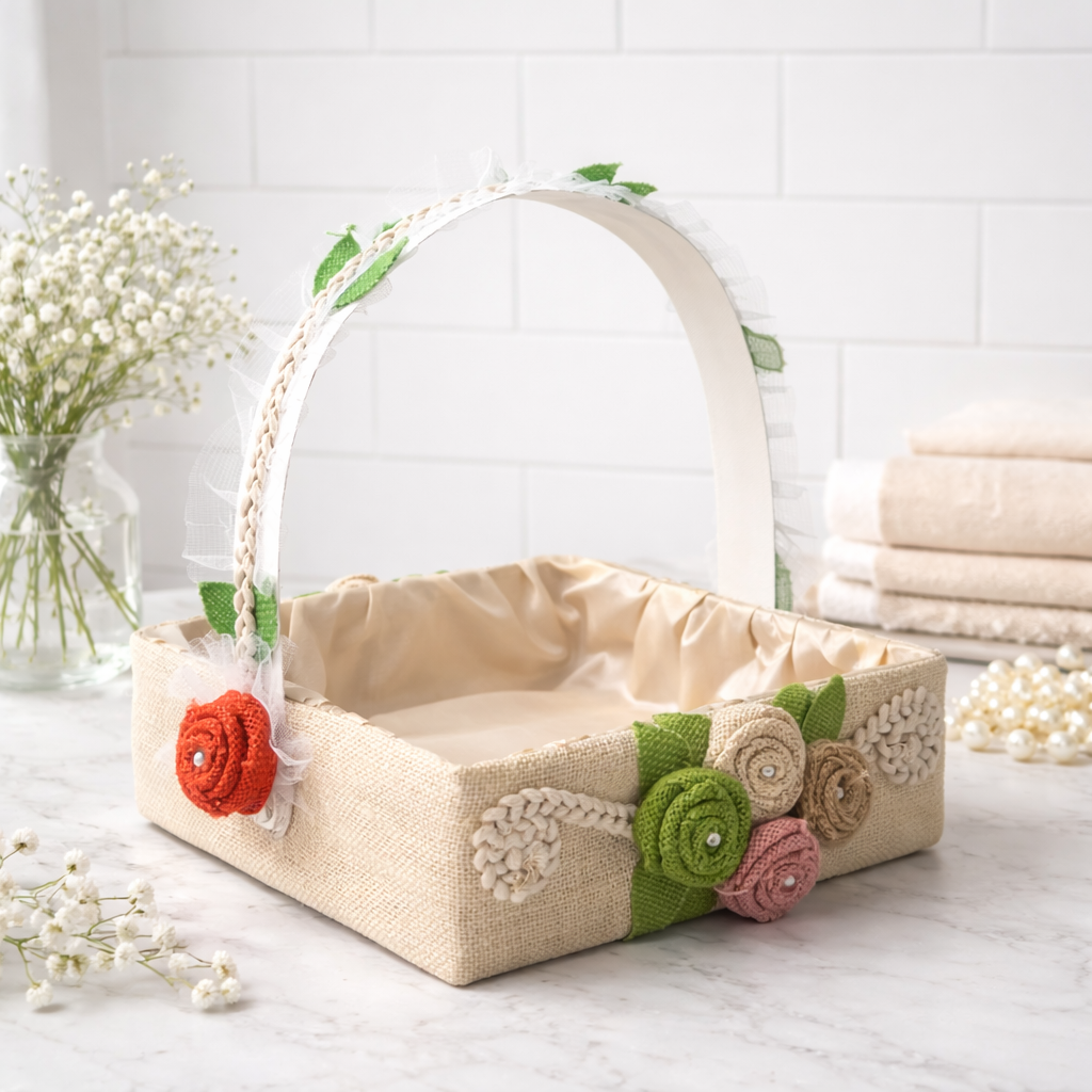 EMBROIDERED TRAY WITH HANDLE